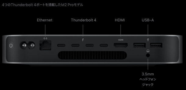 Thunderbolt4を4つ搭載した M2 Pro搭載 Mac mini