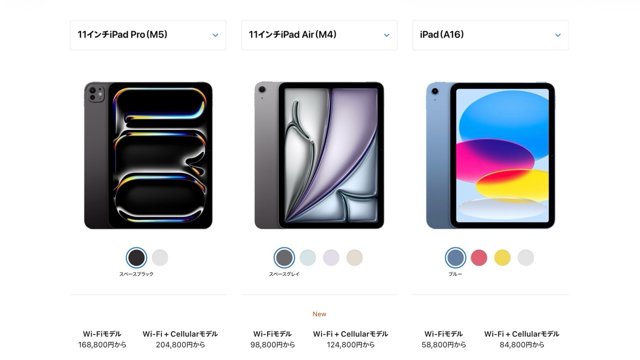 11インチ iPad比較